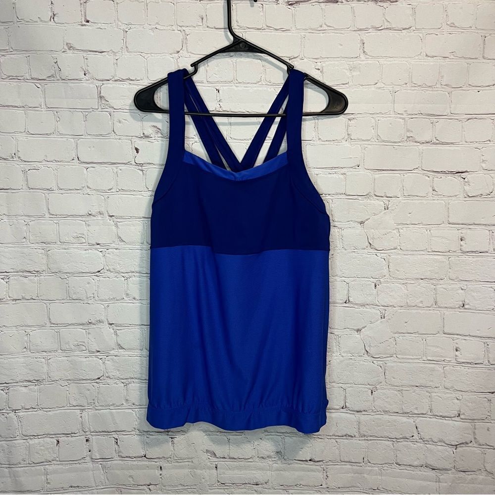 ATHLETA Miles Tank Top Mesh Blue Purple Two Tone Size 1X